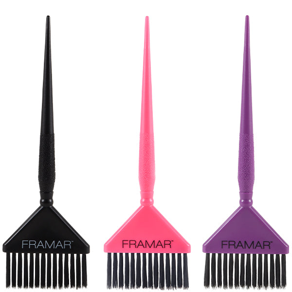 Framar Kleurkwasten Set van 3 Big Daddy Brush Set Zwart/Roze/Paars